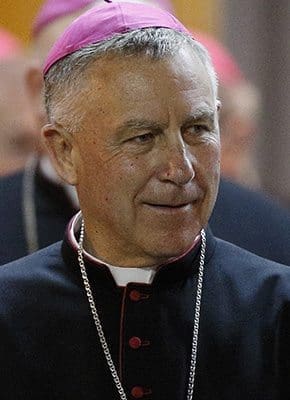 Archbishop John Atcherley Dew of Wellington, New Zealand, leaves a meeting of the Synod of Bishops for the new evangelization at the Vatican in this Oct. 10 ... - PHOTO-Cardinal-20150105cnsph071