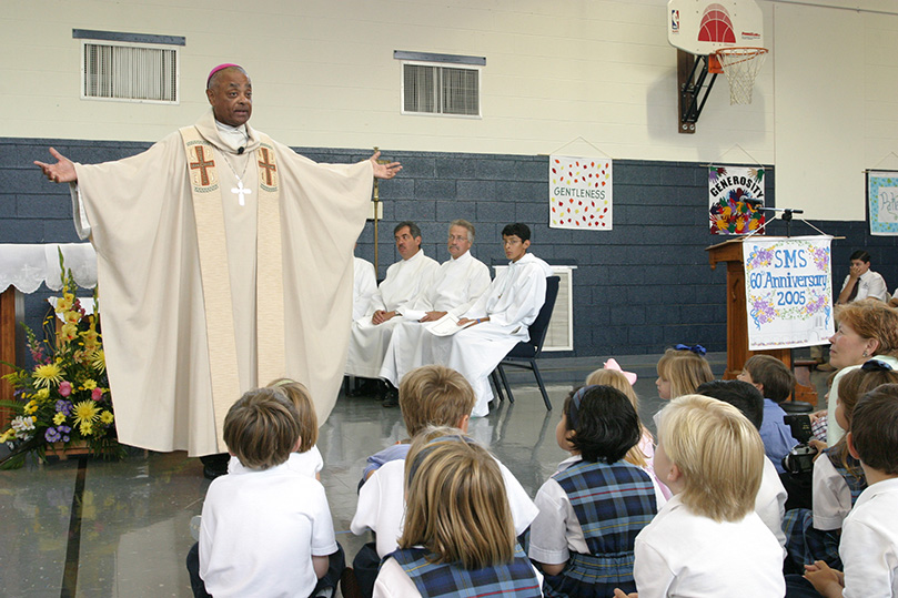 Archbishop Wilton D. Gregory was the main celebrant and homilist for the 60th anniversary Mass at St. Mary's School, Rome, Sept. 20. Photo By Michael Alexander