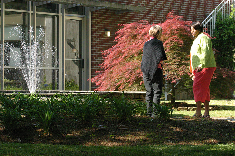 Retreat Center with retreatant Linda Sinkfield as the two women share with one another. Photo By Michael Alexander