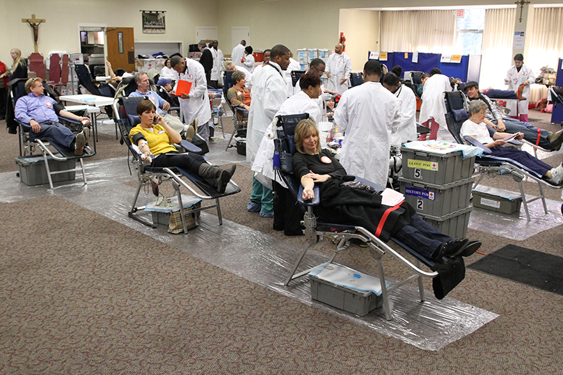 During the Bob Buechner Blood Drive at Holy Cross Church, Atlanta, 164 units of blood were collected. Since one unit of blood can help save up to three lives, the parish community will help save up to 492 lives. Photo By Michael Alexander