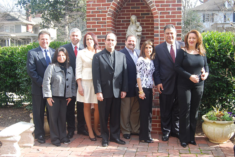 St. Joseph Maronite Church Centennial Committee included (l-r) Louie and Cindy Abdou, Pierre and Joceline Maalouf, Father Dominique Hanna, Mike and Charlene Hiffa and Georges and Corinne Moussa. Photo Courtesy of St. Joseph Maronite Church