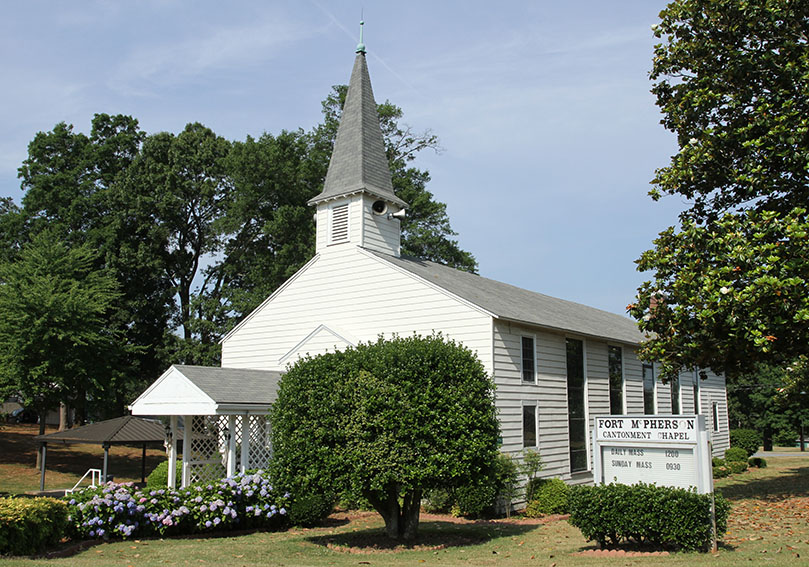 The chapel was originally constructed in 1941 as a reception center for new Army recruits. Seventeen years later it was exclusively used as a place of worship for Catholics up until its decommissioning service, June 7. Photo By Michael Alexander