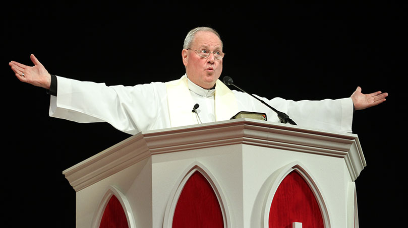 During his homily Archbishop Dolan said, “The harvest is abundant and vocations come from the Eucharist.” Photo By Michael Alexander