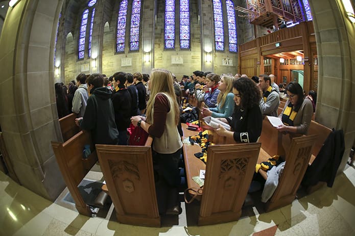 Some 35 students from Aquinas High School in Augusta attend the Mass for the Unborn at Atlanta’s Cathedral of Christ the King. Photo By Michael Alexander