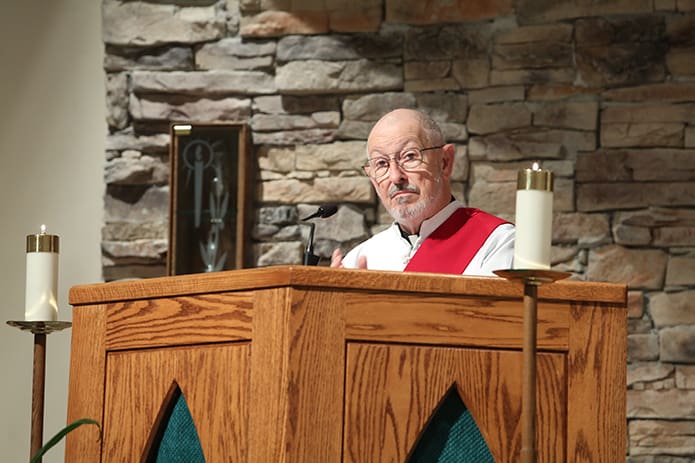 Deacon Evelio Garcia-Carreras delivers the homily during 9 a.m. Mass on the feast of St. Josaphat, Nov. 12. Ordained in 1987, Deacon Garcia-Carreras is currently assigned to St. Stephen the Martyr Church, Lilburn. Photo By Michael Alexander