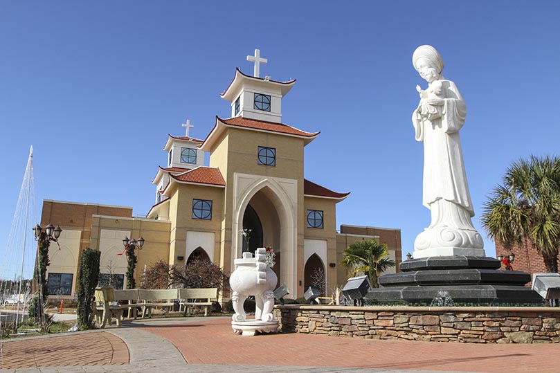 The new Holy Vietnamese Martyrs, Norcross, is an impressive church that can be seen as one is driving along Interstate 85. The community “wanted to build an American church with a Vietnamese flair.” It was dedicated on Thanksgiving Day, Nov. 28. Photo By Michael Alexander