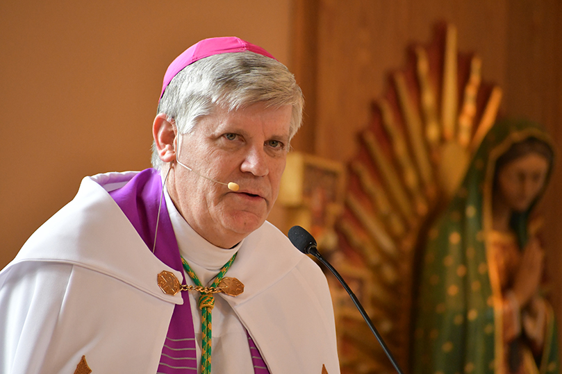 Bishop Bernard E. Shlesinger III was the homilist for the Rite of Election, held the afternoon of Sunday, March 1, at St. Philip Benizi Church in Jonesboro. Photo by Jackie Holcombe