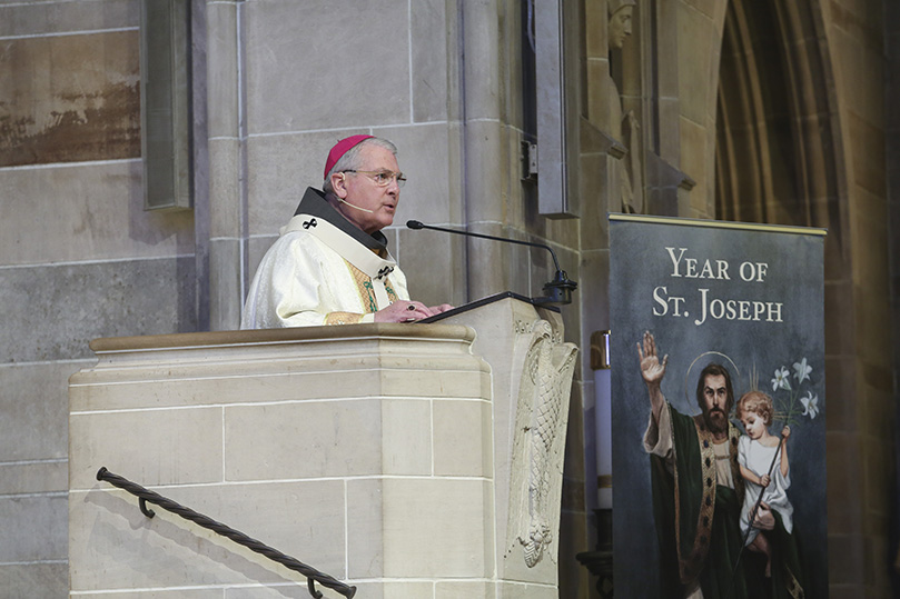 Archbishop Gregory J. Hartmayer, OFM Conv., was the principal celebrant and homilist at the 2021 Chrism Mass at the Cathedral of Christ the King, Atlanta. Photo By Michael Alexander