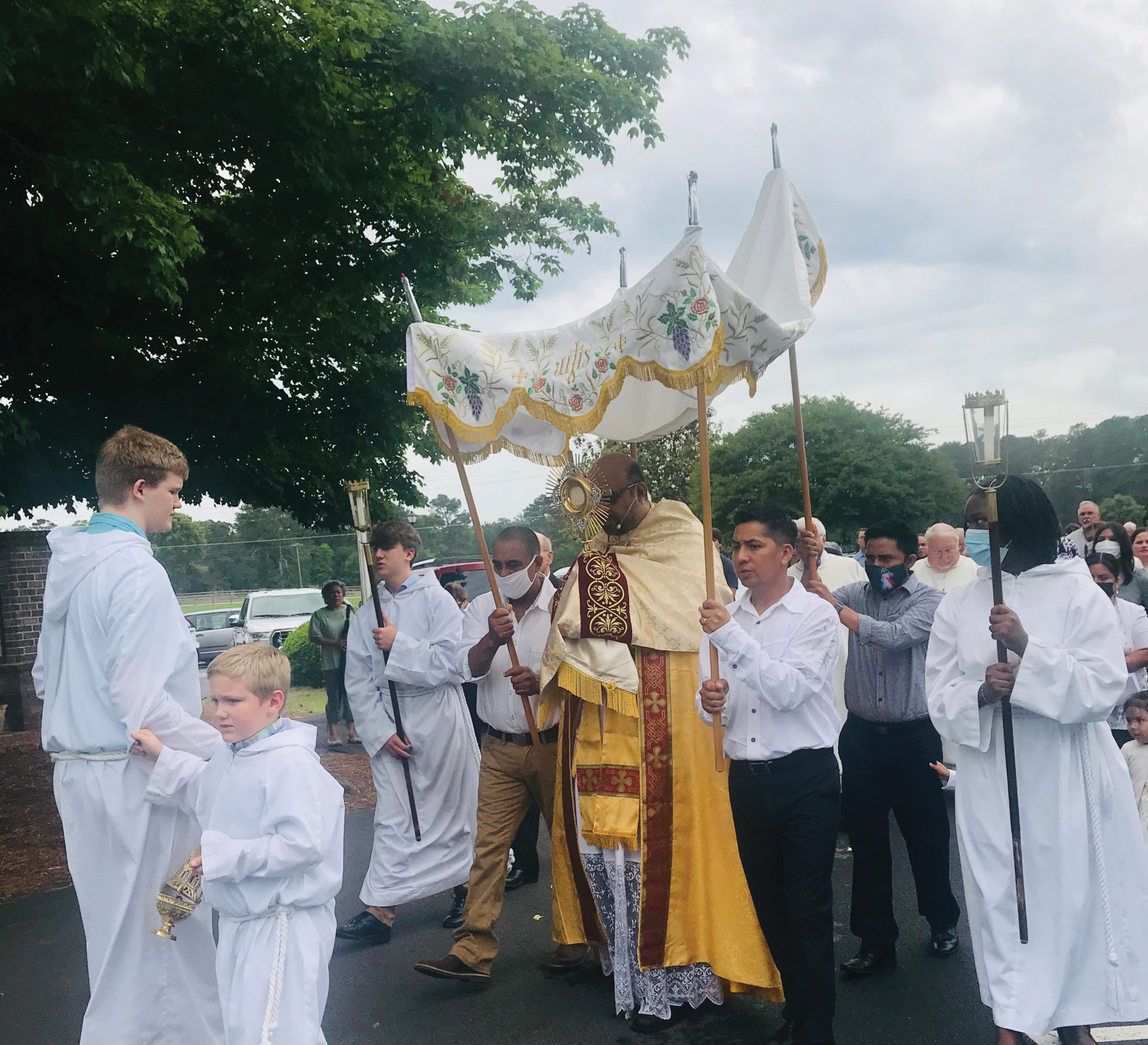 Father Gaurav Shroff, parochial administrator for Our Lady of Perpetual Help Church, led the June 6 outdoor eucharistic procession. A video may be viewed on the parish’s Facebook page. Father Shroff called it “a glorious day.”