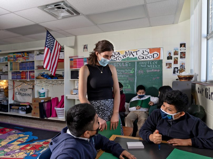 ACE Fellow Olivia Anderson interacts with her students a St. Peter Claver Regional School. Photo by Johnathon Kelso