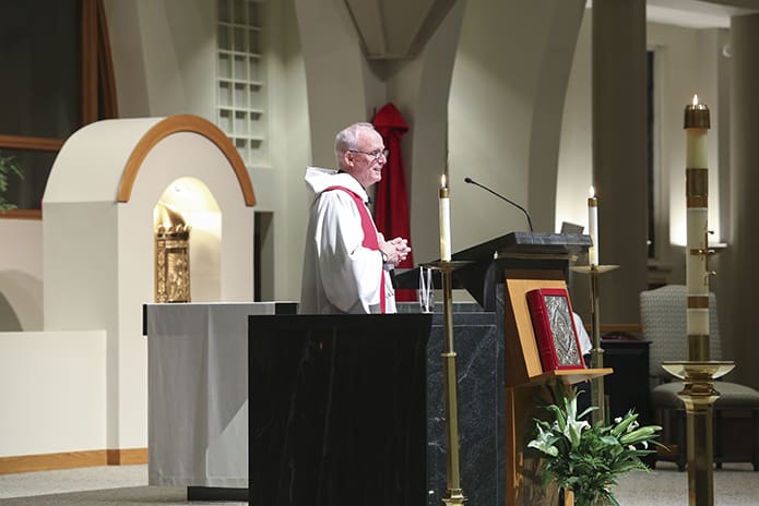 Father Dan Fleming, pastor of St. Andrew Church, Roswell, was the co-host for the Oct. 25 prayer service. Photo By Michael Alexander