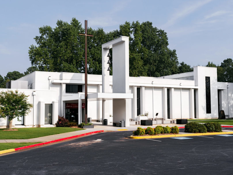 An exterior view of Corpus Christi Church, where parishioners recently marked the church's 50th anniversary. Photo by Johnathon Kelso