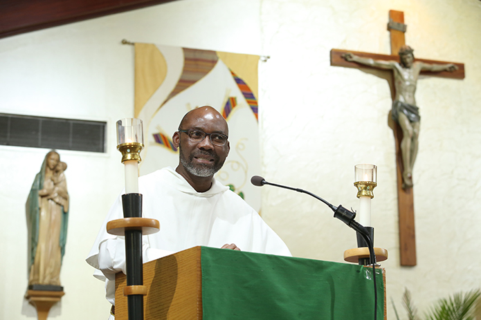 Dominican Brother Minlib Dallh was the featured speaker during the Aug. 8 evening prayer service for St. Dominic. This was the third of a four-part series of evening prayer and preaching for the 2016 celebration marking the 800th jubilee of the Dominican order. Photo By Michael Alexander