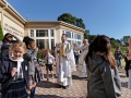 Father José Duvan Gonzalez, parochial vicar at St. Catherine of Siena Church in Kennesaw, waves goodbye to parishioners following Mass on Oct. 5. He has been a leader in Hispanic Ministry in the archdiocese for many years. Photo by Johnathon Kelso