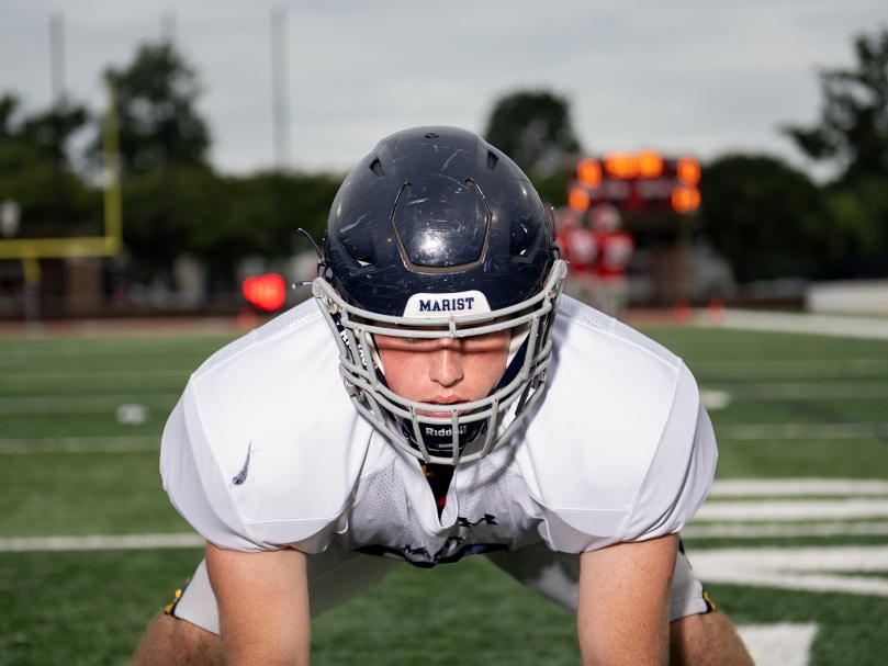 A Marist School player prepares for the game against Woodward Academy held on Sept. 9. Photo by Johnathon Kelso