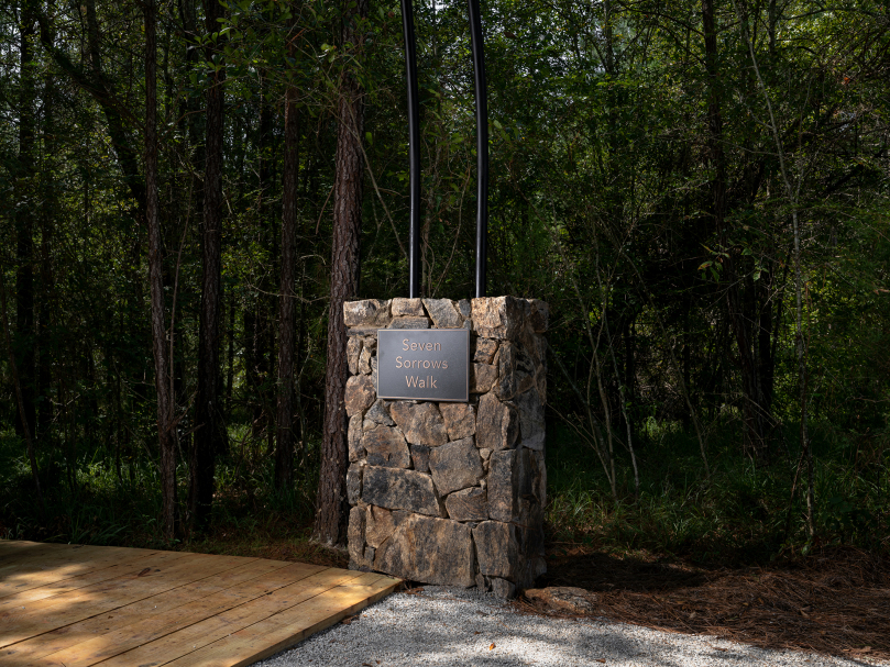 The entrance to the  Seven Sorrows Walk at Heritage Preserve. Photo by Johnathon Kelso