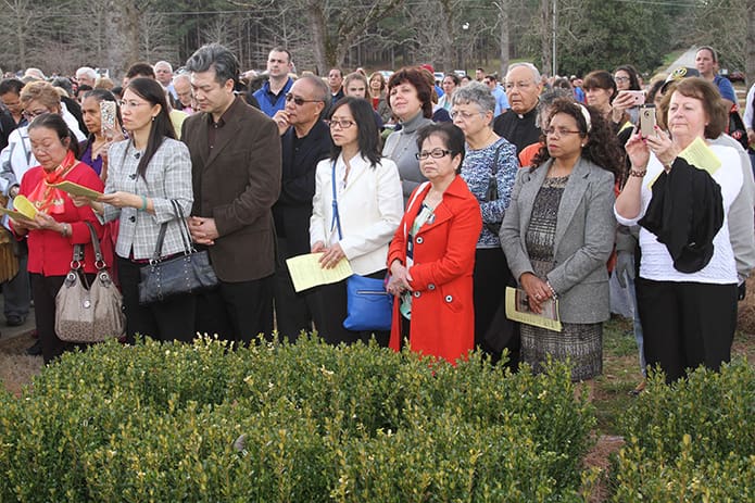 Hundreds of consecrated religious and laypersons are present for the opening of the Holy Door of Mercy and the vespers service at the Monastery of the Holy Spirit, Conyers, on the Feast of the Presentation of the Lord, Feb. 2. Photo by Michael Alexander