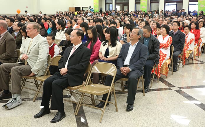 Some 900 people filled the new worship space at Our Lady of Vietnam Church, Riverdale, during the Feb. 2 Mass of dedication. Another 250-300 people made up the overflow crowd also present for the liturgy. Photo By Michael Alexander