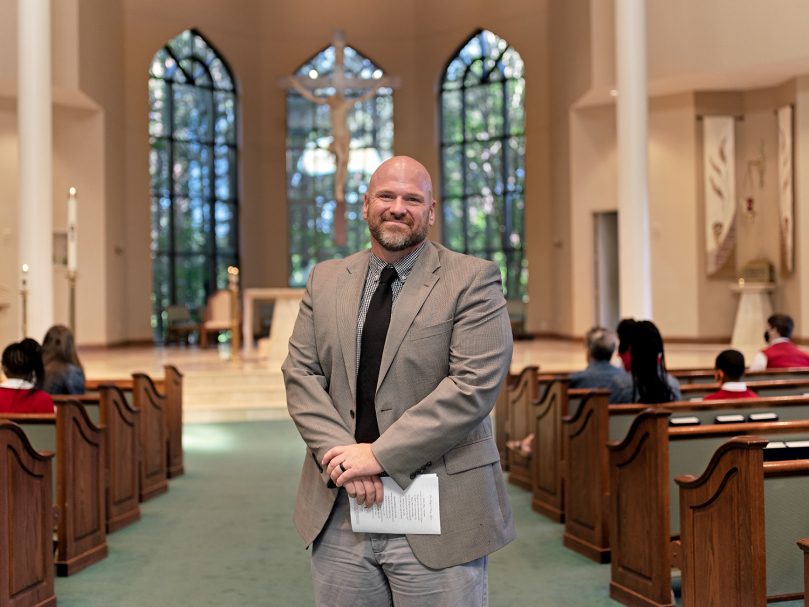 Principal George Wilkerson photographed during the last school Mass at St. Matthew Church. Photo by Johnathon Kelso