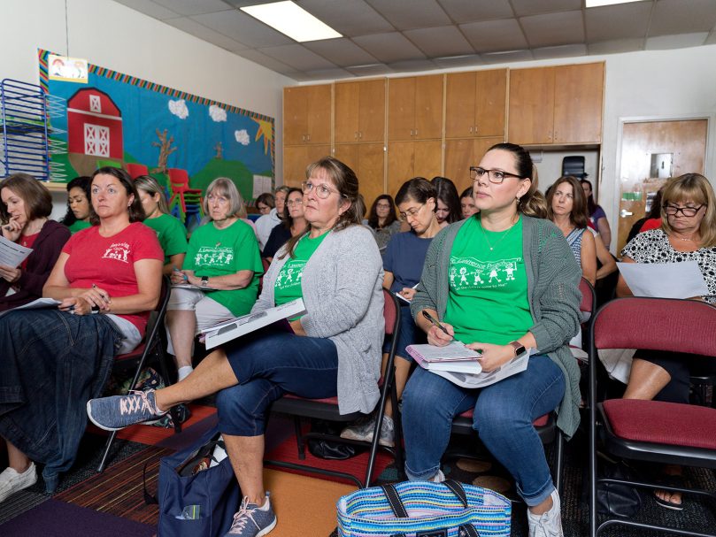 Teachers and administrators listen to an instructor during one of the sessions held during the Preschool Summer Institute, organized by the Office of Catholic Schools of the Archdiocese of Atlanta. Photo by Johnathon Kelso