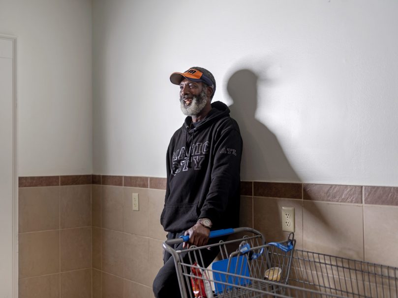 John Tindal shops at the Shrine Community Market. Photo by Johnathon Kelso