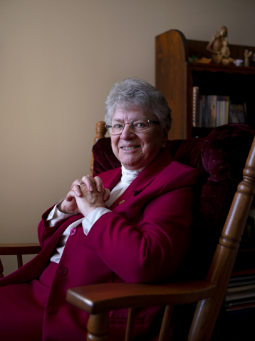 FLOWERY BRANCH, GA - OCTOBER 26, 2021: Sister Susan Arcaro sits in her prayer corner at her home. Photographer: Johnathon Kelso