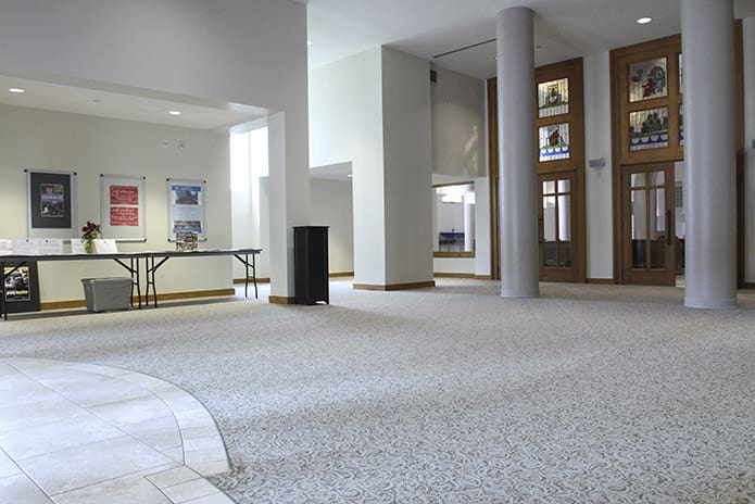 Some walls were removed and the old cry room and vesting area were eliminated in the narthex to create 1,000-square-feet of additional space. Photo By Michael Alexander