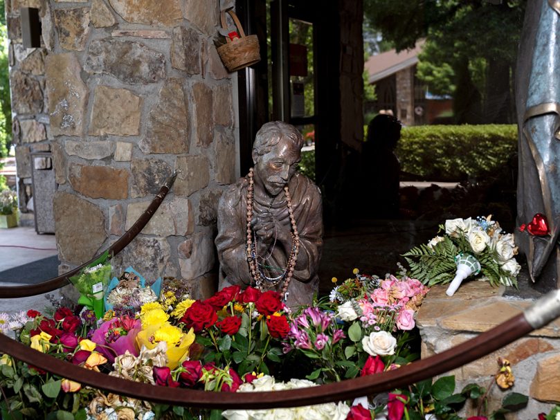 A statue of St. Juan Diego on the grounds of St. Thomas Aquinas Church. The Alpharetta parish marked 50 years on Pentecost weekend. Photo by Johnathon Kelso