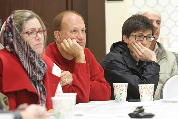 (L-r) Brenda Sevcik, Bob Deck, Brenda’s son Kevin and Don Hoffman were four of just over 30 St. Thomas Aquinas Church parishioners who visited the Islamic Center of North Fulton as part of part of a 12-week course on the Abrahamic religions at the Alpharetta Catholic church. Photo By Michael Alexander