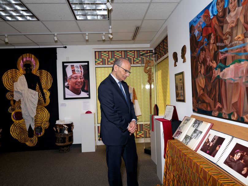 Rabbi Noam Marans tours the Lyke House in Atlanta during a recent event of Catholic and Jewish leaders.  Rabbi Marans is the American Jewish Committee’s director of interreligious and intergroup relations. The gallery highlights the contributions of the Black community to the Catholic Church.  Photo by Johnathon Kelso