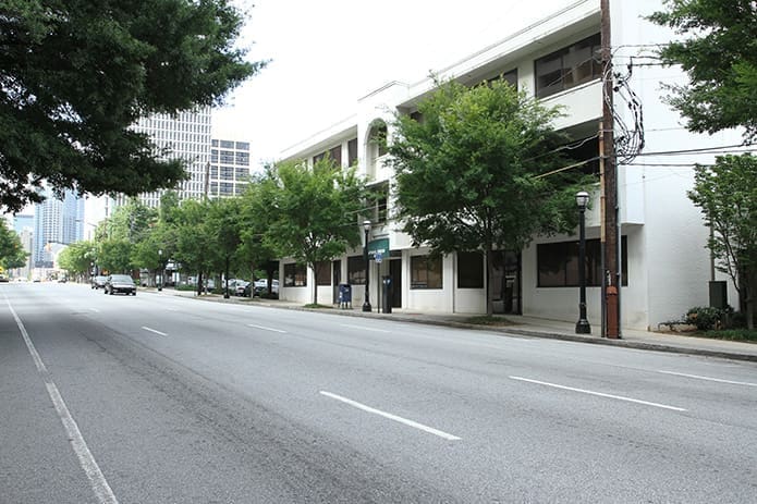 Cristo Rey Atlanta Jesuit High School will be located in Midtown Atlanta in the white three-story building on the west side of West Peachtree Street, between Ponce de Leon Avenue and Third Street. Directly across from the Metropolitan Atlanta Rapid Transit Authority (MARTA) North Avenue Station, the building formerly served as the Archdiocese of Atlanta’s chancery.