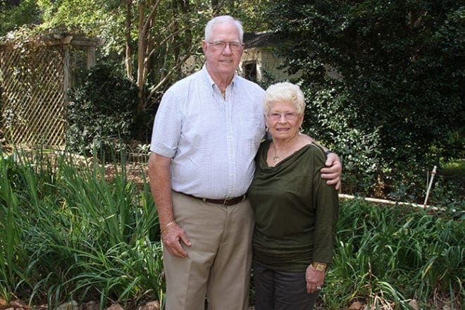 Theron and Nancy Carman were married Jan. 26, 1963 at St. Monica Church, Palatka, Fla. They have six children and 12 grandchildren. The Carmans are members of St. Oliver Plunkett Church, Snellville. Theron and Bill Carman are first cousins. Photo By Michael Alexander