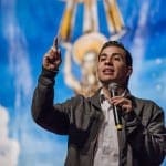 Juan David Henao talks at the 2014 Eucharistic Congress Spanish track June 21 with a lively presentation. Photo By Thomas Spink