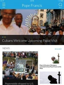 The U.S. Conference of Catholic Bishops has introduced its first mobile app, USA Catholic Church. This is a screen grab from the app. CNS 