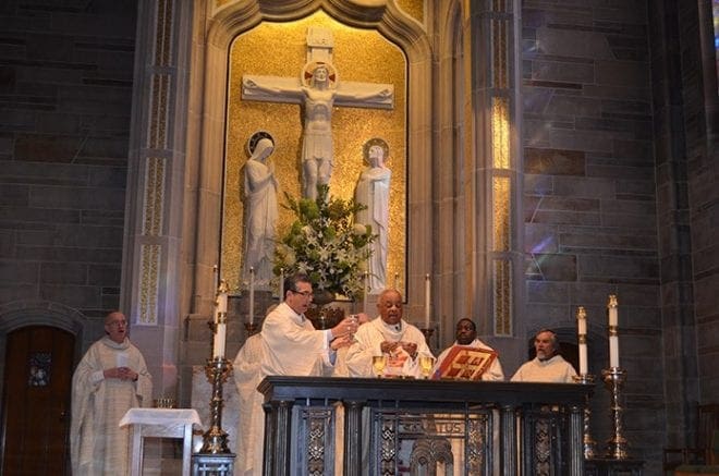 Archbishop Wilton D. Gregory celebrates the Deo Gratias Mass Sept. 19 at the Cathedral of Christ the King, Atlanta. The annual Mass, sponsored by the Catholic Foundation of North Georgia, honors those in the Archdiocese of Atlanta who have made estate plans to benefit the Catholic community. Photo By Cindy Connell Palmer