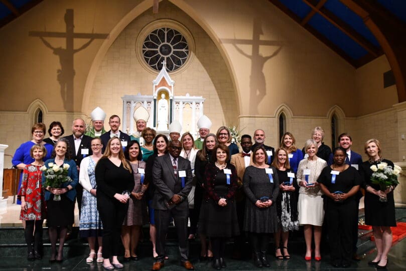 Archbishop Gregory J. Hartmayer, OFM Conv., and Atlanta’s auxiliary bishops congratulated the 2023 Catholic Schools week honorees from each school. Those honored were selected by their peers. The annual Mass and banquet were held at St. Peter Chanel Church on Jan. 28.